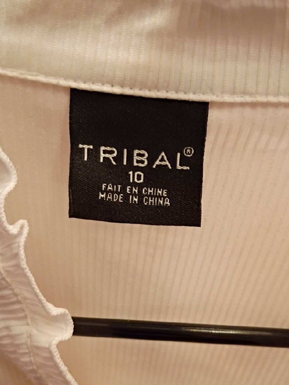 Tribal White Ruffle-Front Button-Down Shirt - Picture 3 of 9